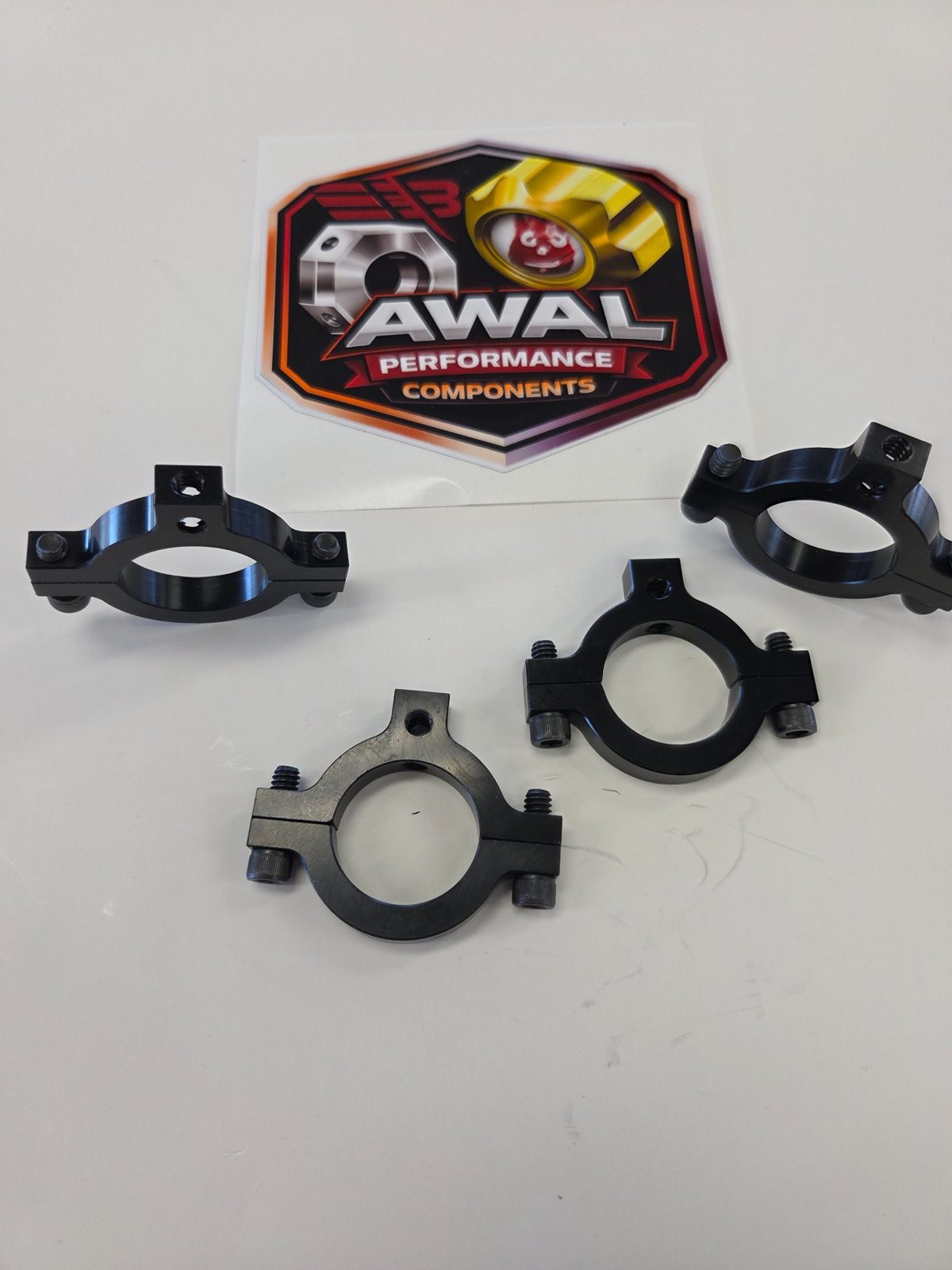 Black anodized AWAL weight clamps for round tube