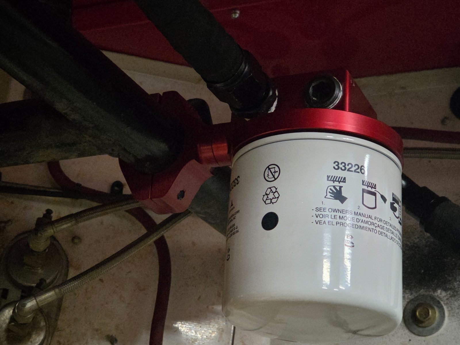 AWAL filter mount installed on a race car with the filter in place