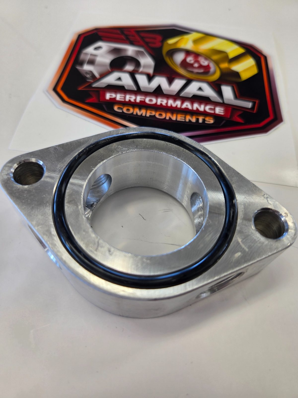 Machined aluminum AWAL flange adapter with O-ring
